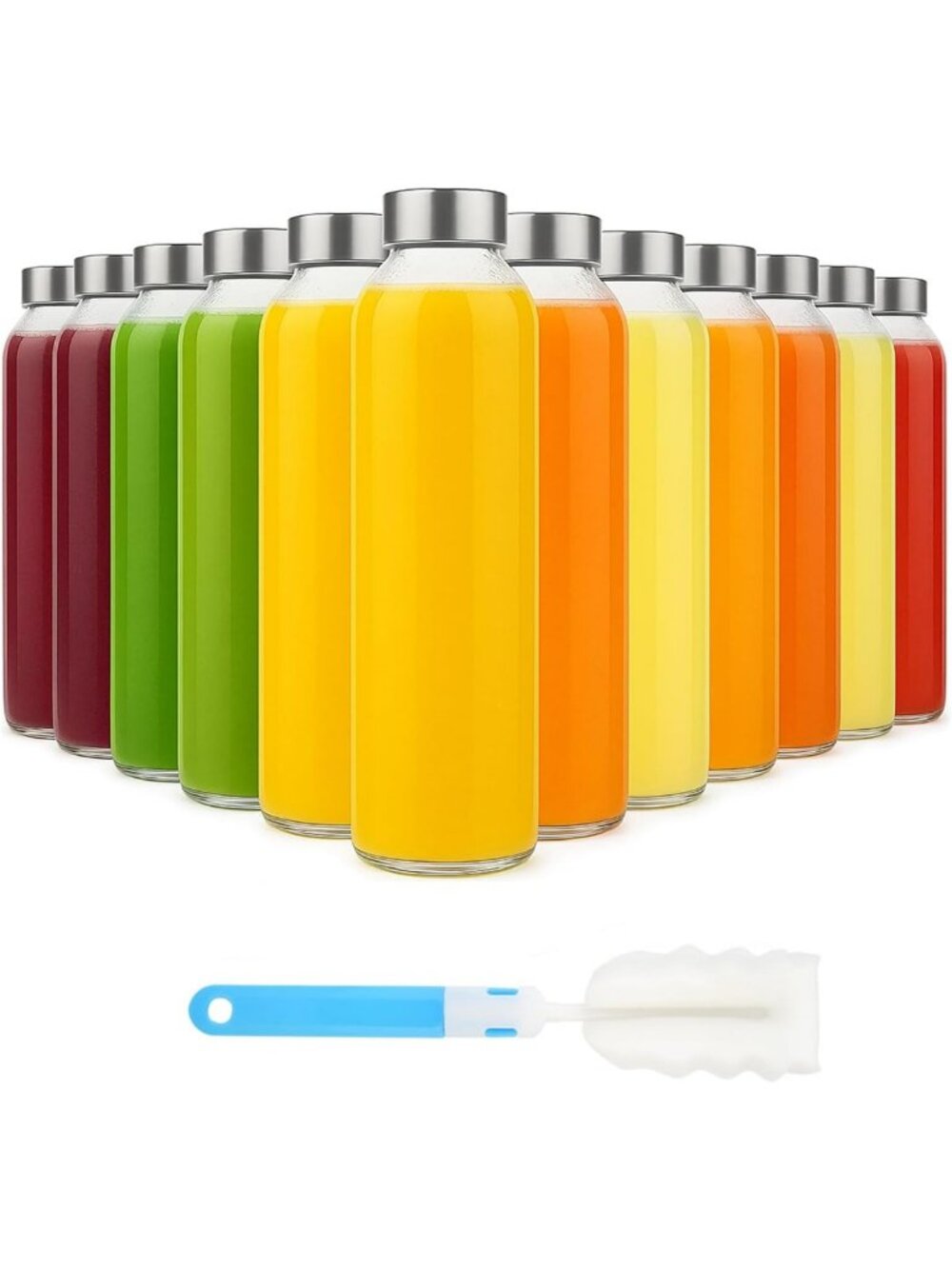 12 Pack 18 oz Clear Glass Water Bottles with Lids | Eco-Friendly, BPA Free